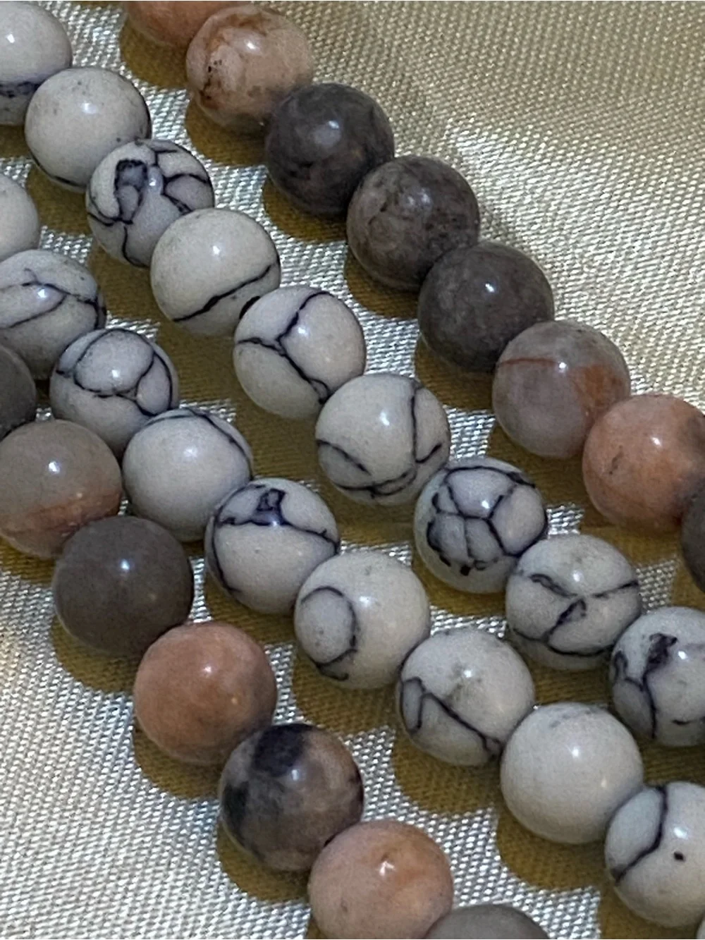 Howlite Rhodonite Gemstone Apple Watch Band 4 Strand Pink White 42mm 44mm 45mm